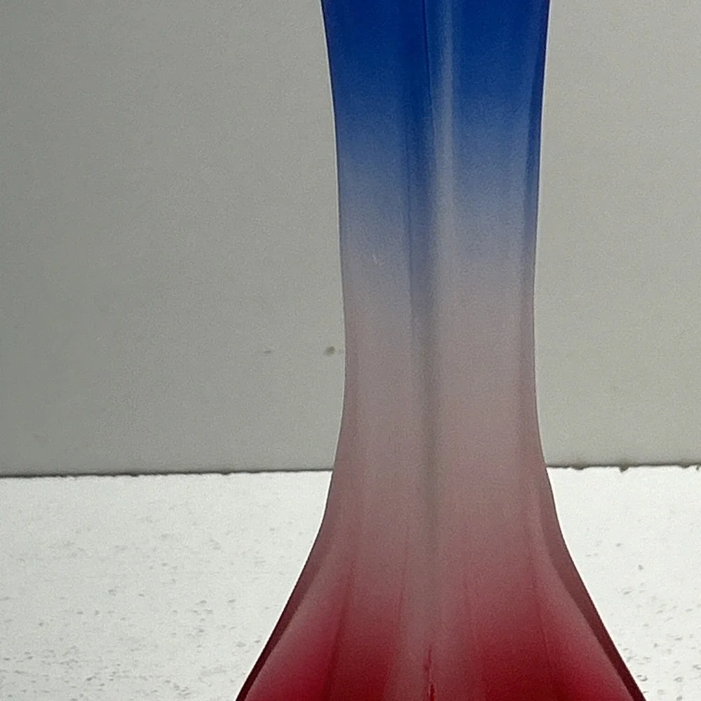 Vintage 1986 People Europa S1409 Red White Blue Frosted Vase‎ 9